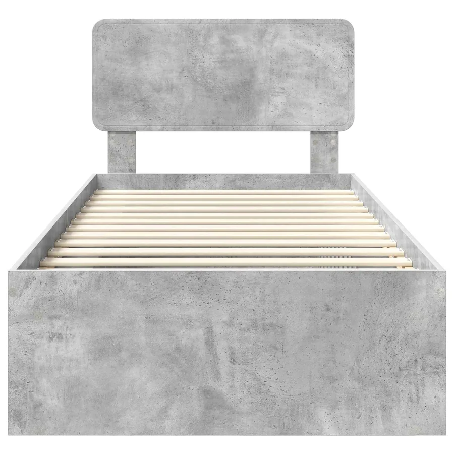 Cadre de lit avec tête de lit Gris Béton 75 x 190 cm Pin massif - 7