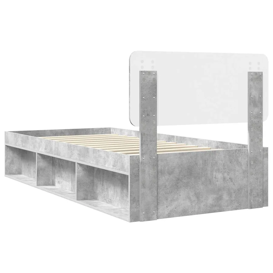 Cadre de lit avec tête de lit Gris Béton 75 x 190 cm Pin massif - 9