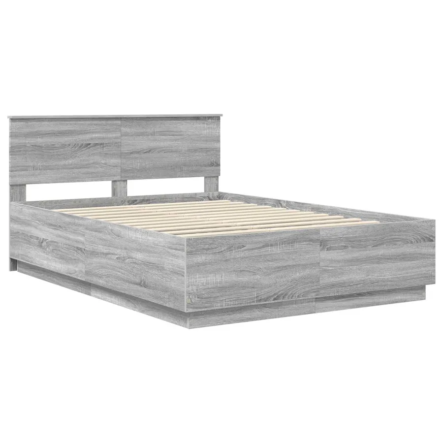 Cadre de lit Sonoma gris 160 x 200 cm Bois d'ingénierie - 4