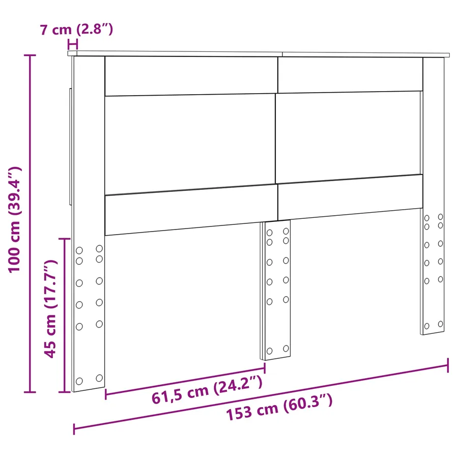 Tête de lit Chêne noir 150 cm Bois d'ingénierie - 10
