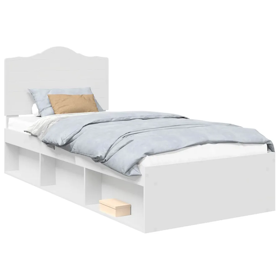 Cadre de lit avec tête de lit Blanc 90 x 190 cm Pin massif - 2