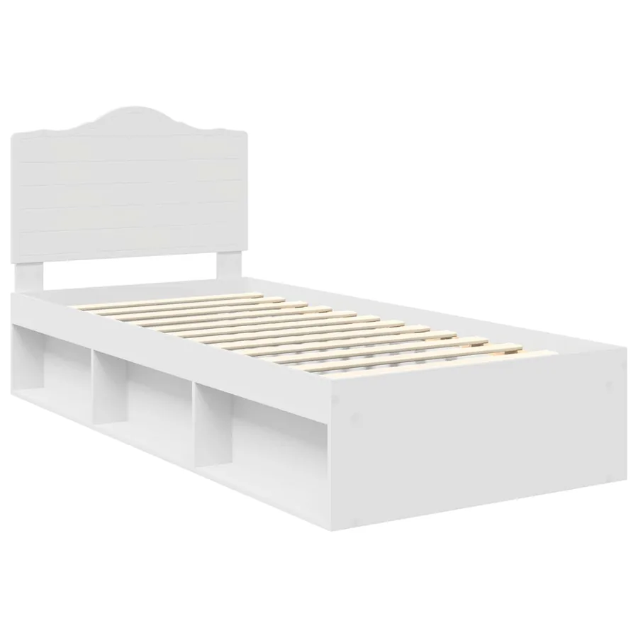 Cadre de lit avec tête de lit Blanc 90 x 190 cm Pin massif - 4