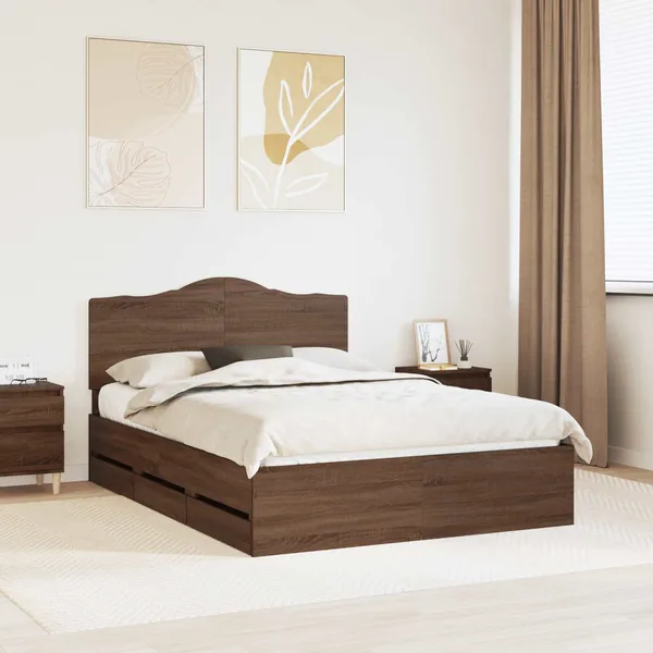 Cadre de lit Chêne brun 150 x 200 cm Bois Ingénierie