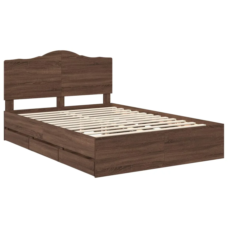 Cadre de lit Chêne brun 150 x 200 cm Bois Ingénierie - 4