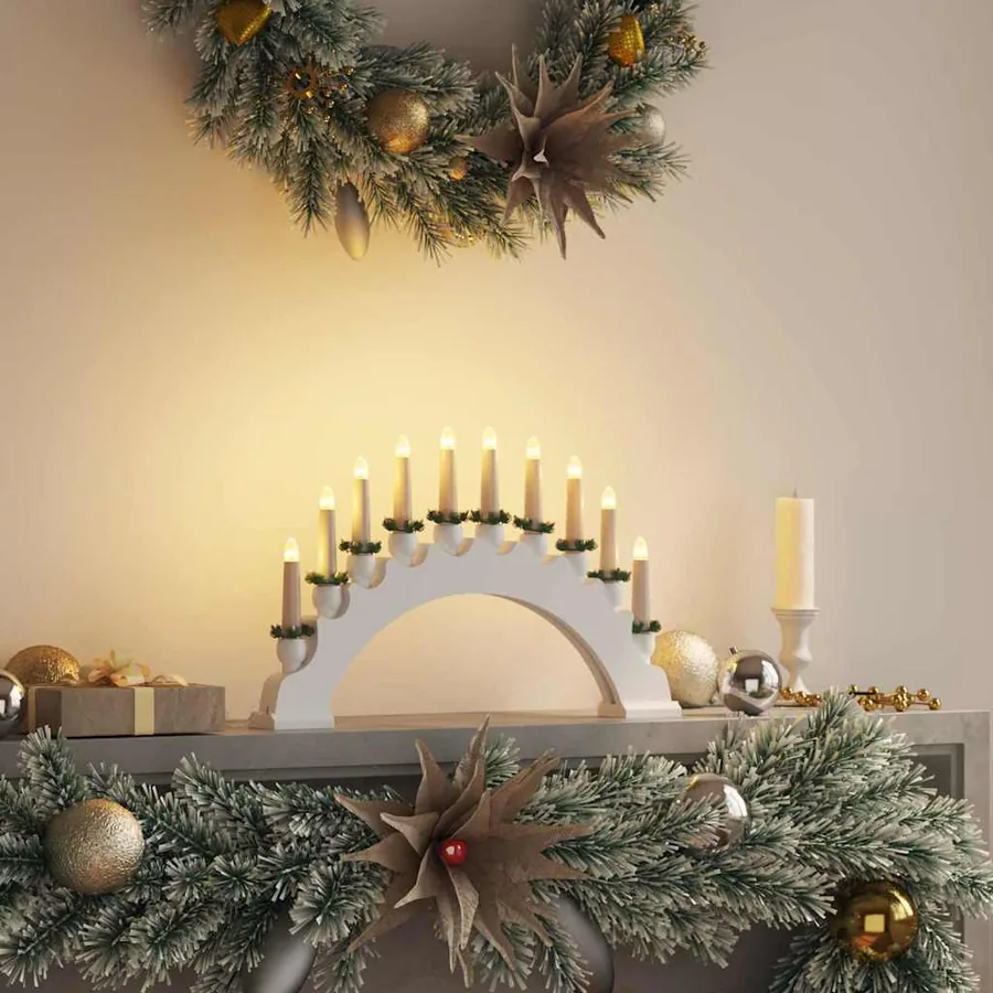 Arche de Bougies de Noël avec 10 Bougies LED Blanc