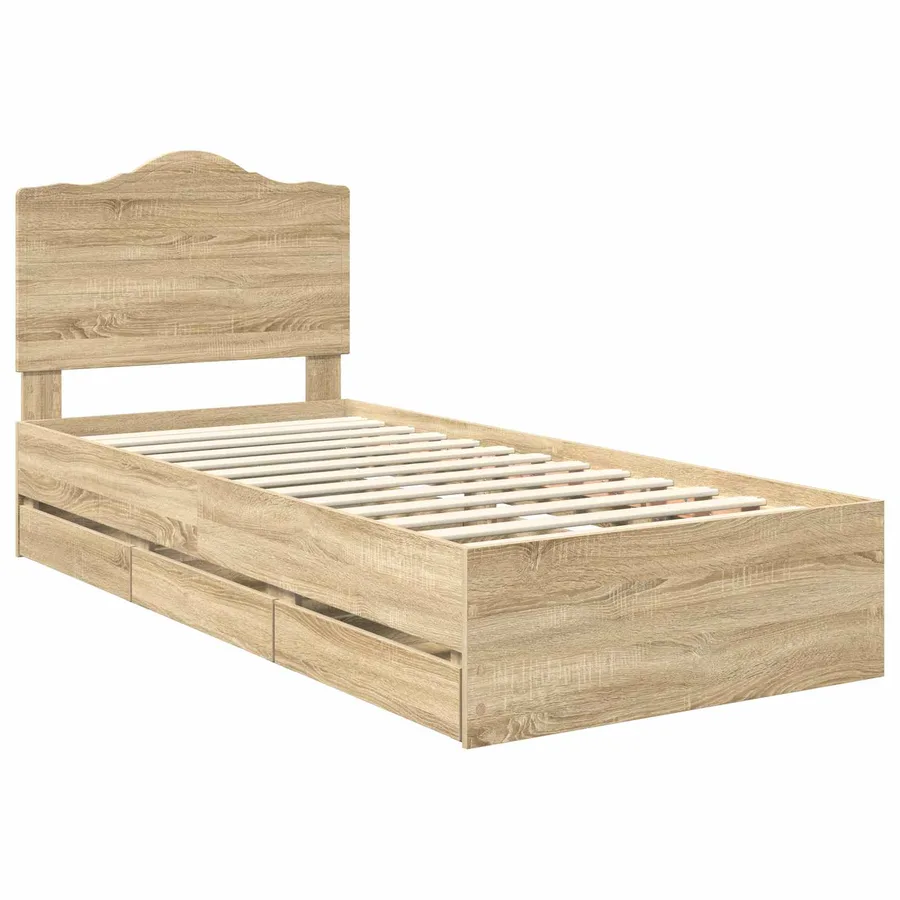 Cadre de lit Chêne Sonoma 75 x 190 cm Bois Ingénierie - 4