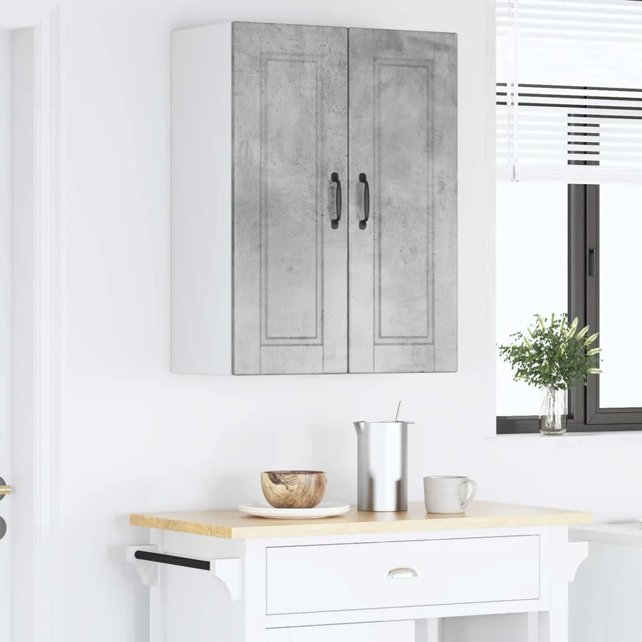 Meuble mural PORTO 2 pcs Gris béton 30 x 31 x 80 cm - 4