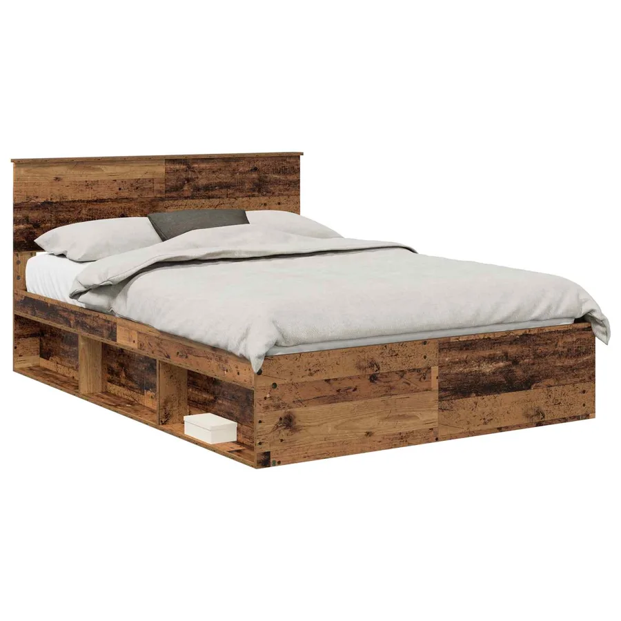 Cadre de lit Bois ancien 140 x 190 cm Pin massif - 2