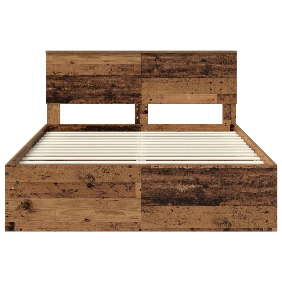 Cadre de lit Bois ancien 140 x 190 cm Pin massif - 7