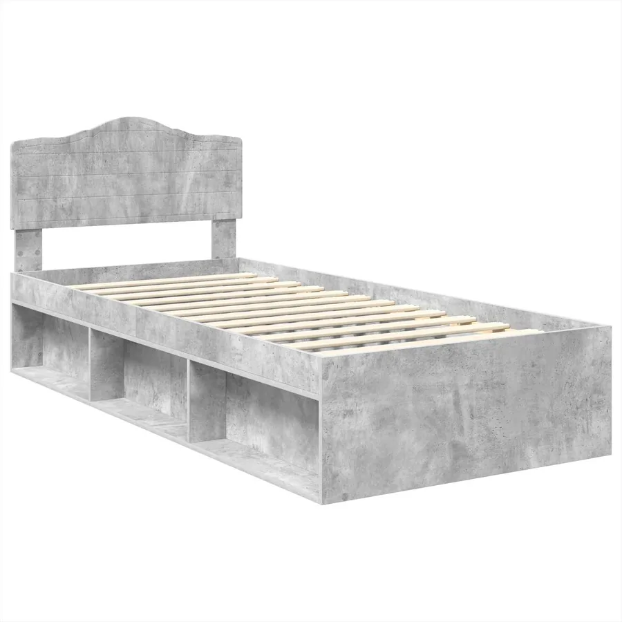 Cadre de lit Béton 90 x 200 cm Bois de pin massif - 4