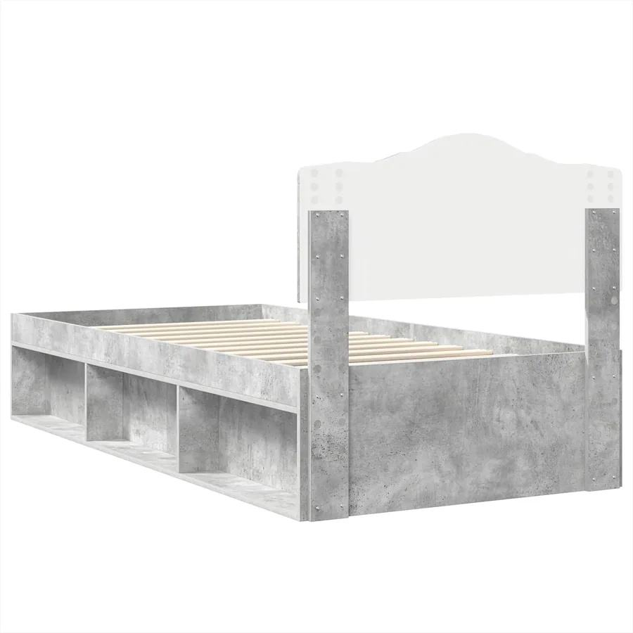 Cadre de lit Béton 90 x 200 cm Bois de pin massif - 9