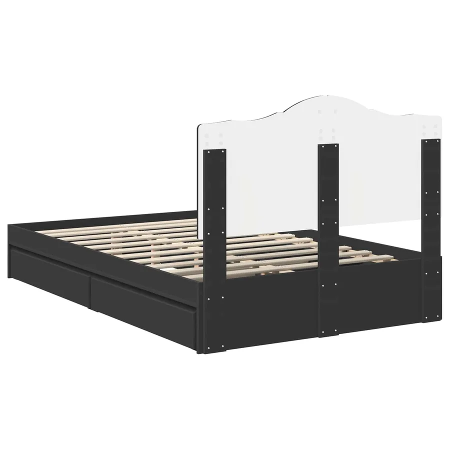 Lit de Rangement Noir 135 x 190 cm Bois d'ingénierie - 10