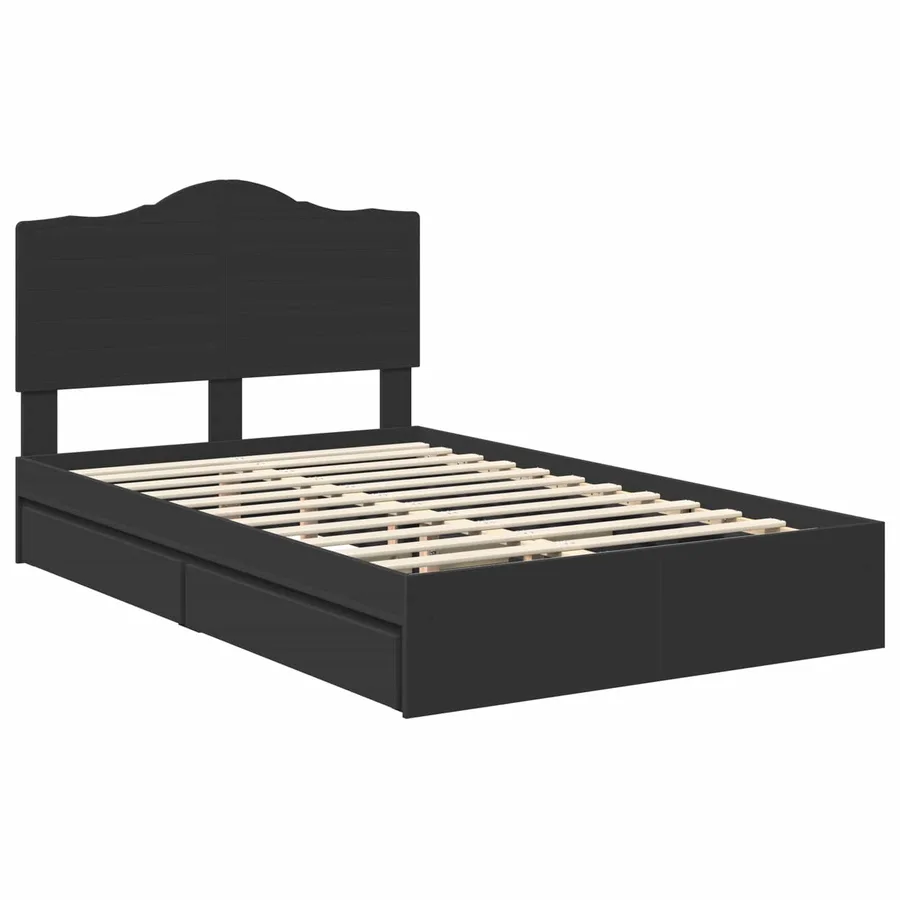 Lit de Rangement Noir 135 x 190 cm Bois d'ingénierie - 4
