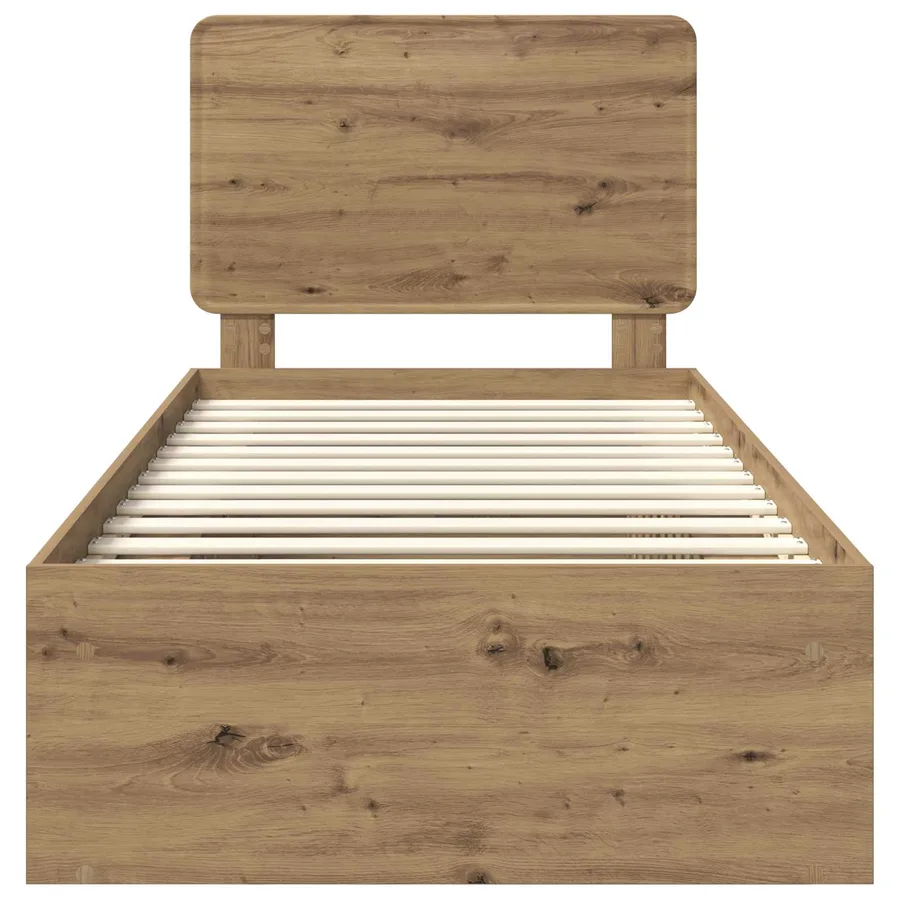 Cadre de lit Chêne artisan 90 x 190 cm Bois de pin massif - 7