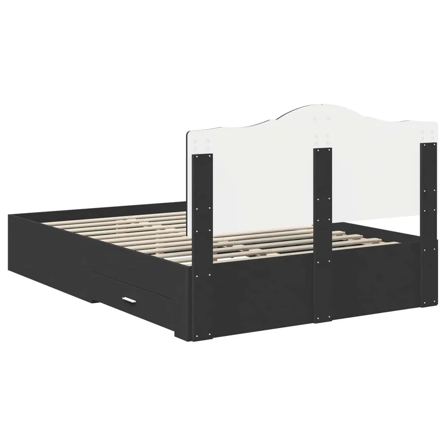 Cadre de lit avec tiroir Noir 140 x 190 cm Bois d'ingénierie - 10