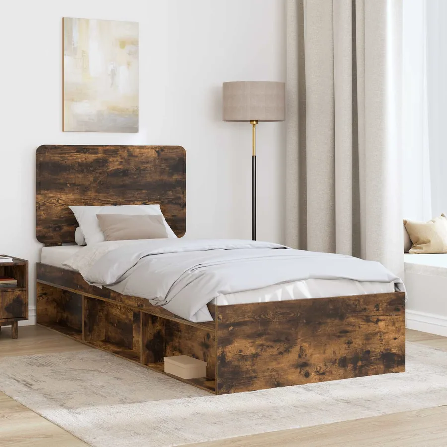 Cadre de lit Chêne fumé 90 x 190 cm Bois de pin massif - 3