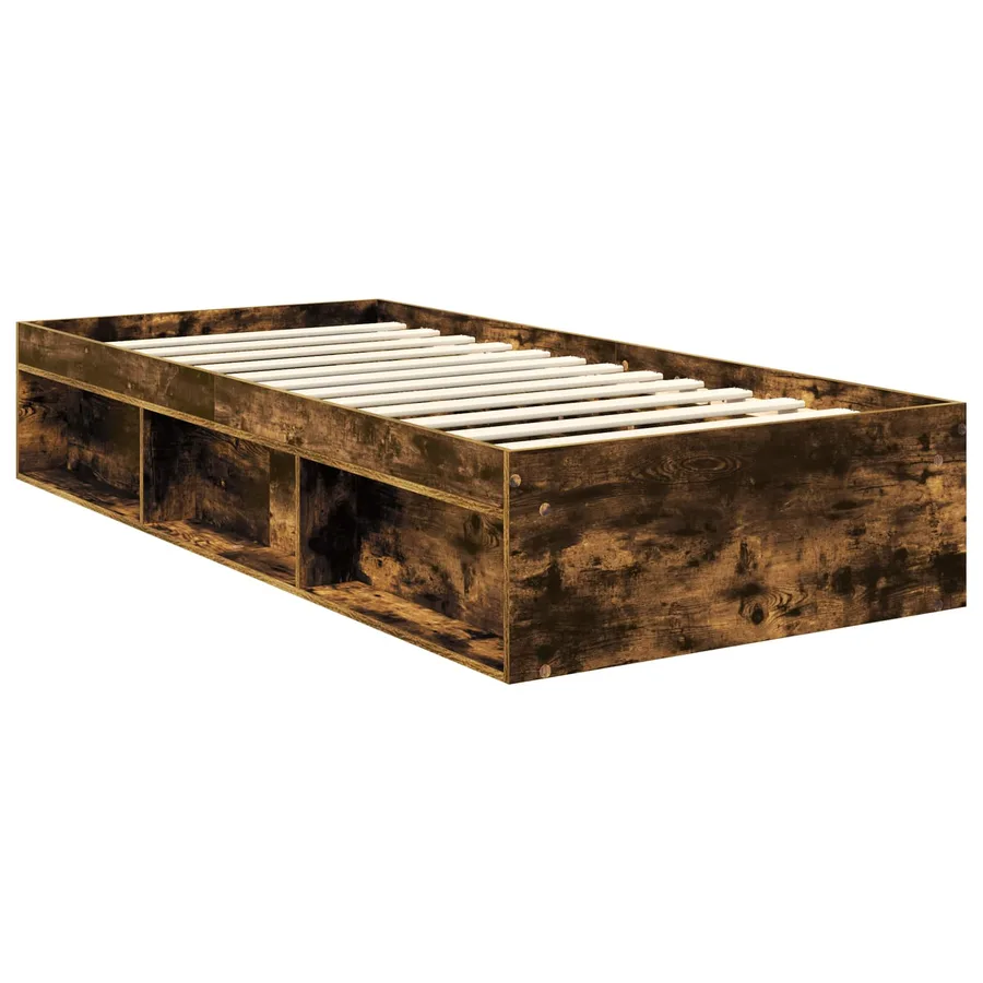 Cadre de lit Chêne fumé 90 x 190 cm Bois de pin massif - 5