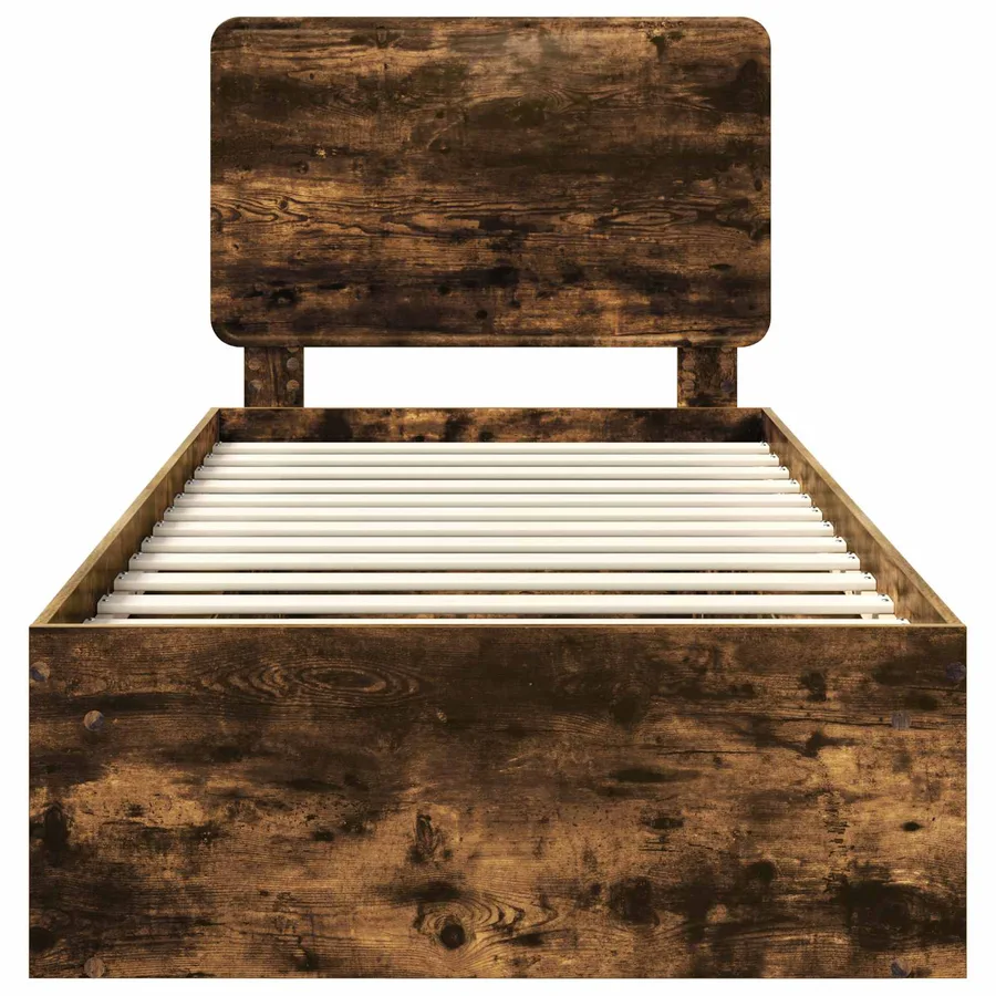 Cadre de lit Chêne fumé 90 x 190 cm Bois de pin massif - 7