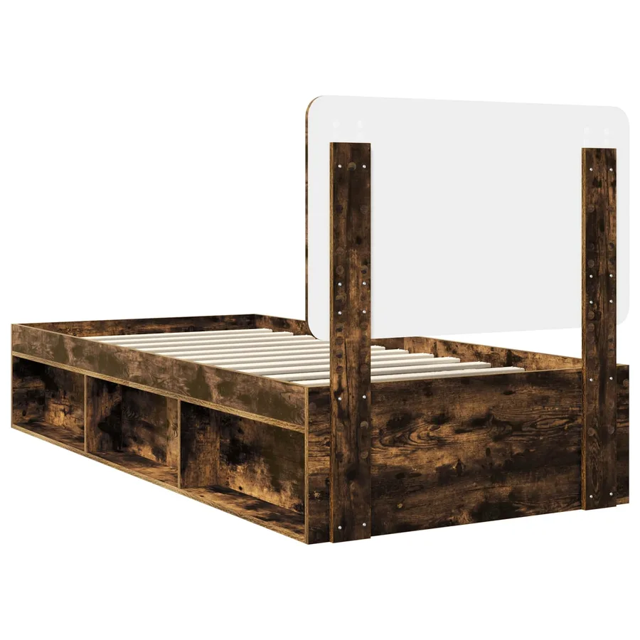 Cadre de lit Chêne fumé 90 x 190 cm Bois de pin massif - 9