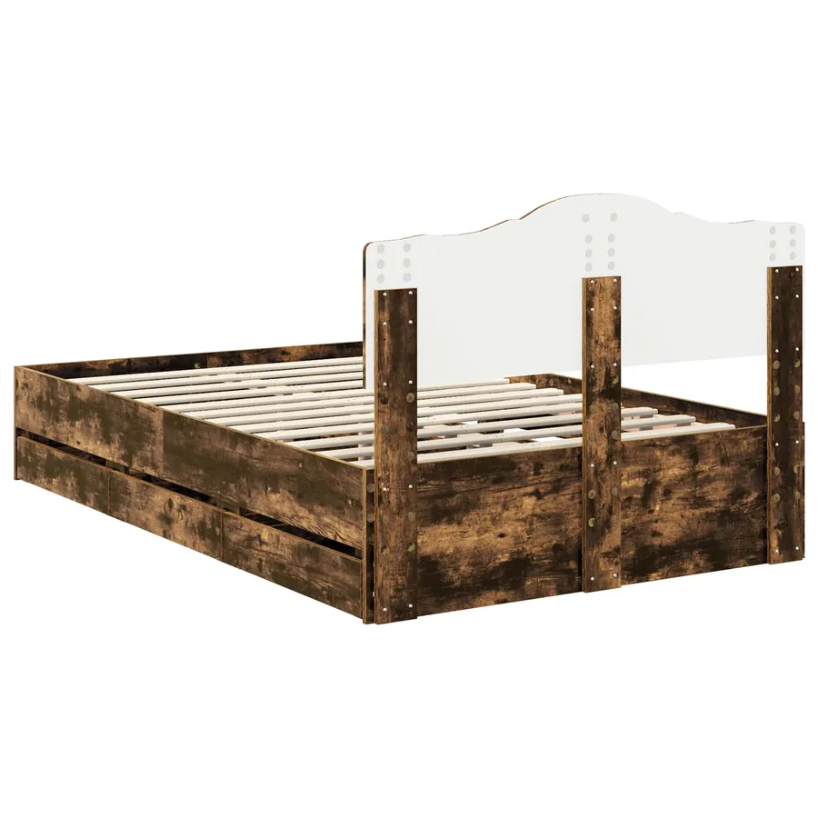 Cadre de lit Chêne fumé 120 x 190 cm Bois Ingénierie - 10