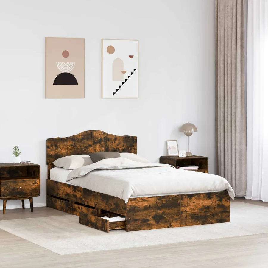 Cadre de lit Chêne fumé 120 x 190 cm Bois Ingénierie - 3