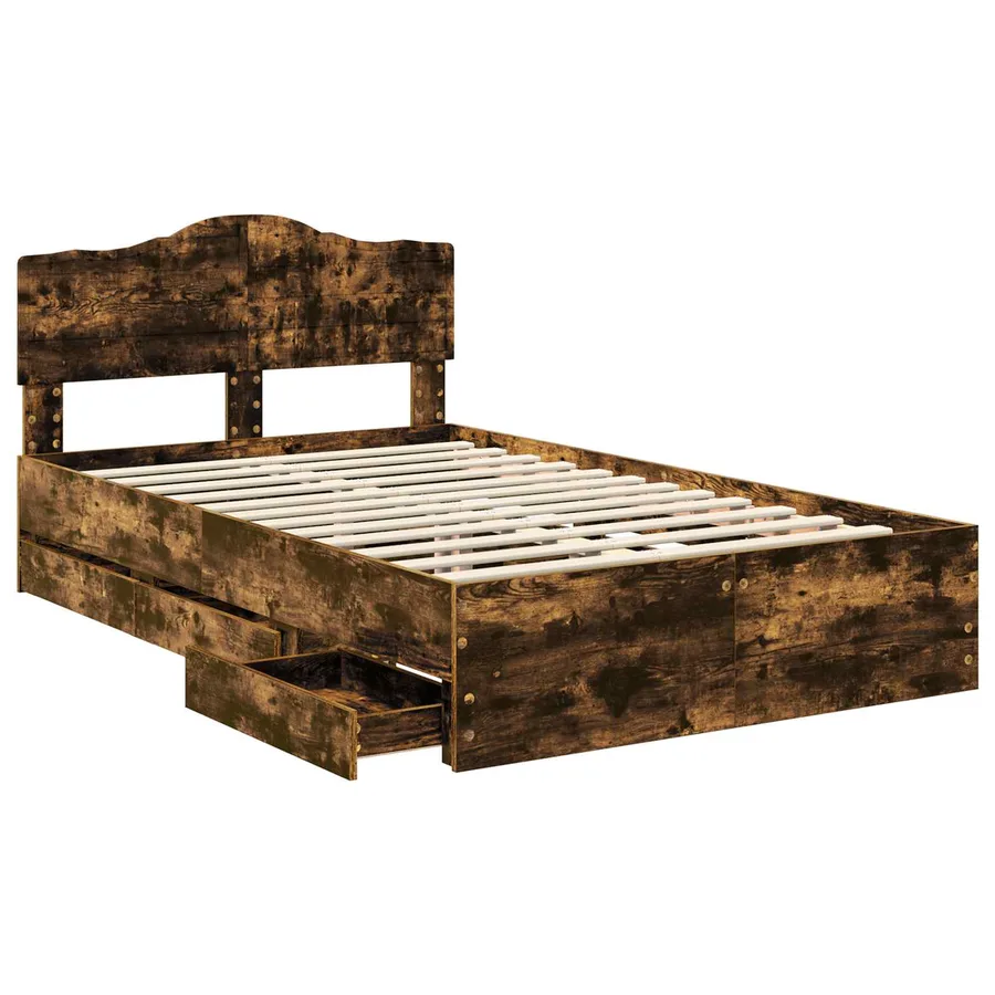 Cadre de lit Chêne fumé 120 x 190 cm Bois Ingénierie - 5