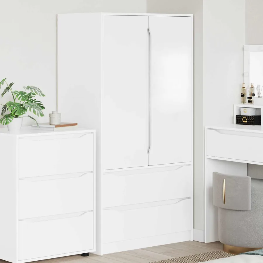 Armoire avec tiroir Blanc 79,5 x 49 x 156 cm Bois d’ingénierie