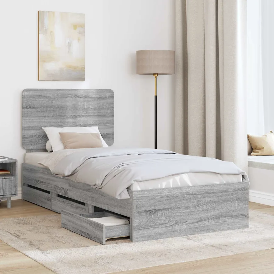 Cadre de lit Gris Sonoma 90 x 200 cm Bois Ingénierie - 3