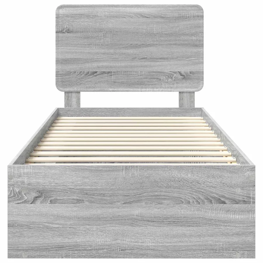 Cadre de lit Gris Sonoma 90 x 200 cm Bois de pin massif - 7