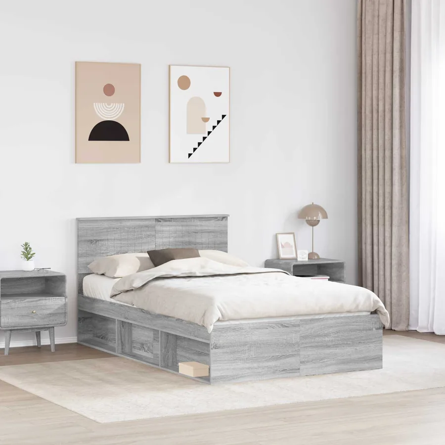 Cadre de lit Gris Sonoma 120 x 190 cm Pin massif - 3