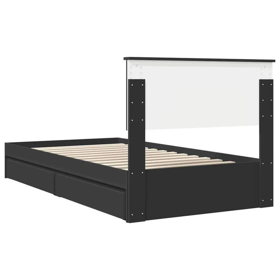 Lit de Rangement Noir 100 x 200 cm Bois d'ingénierie - 10