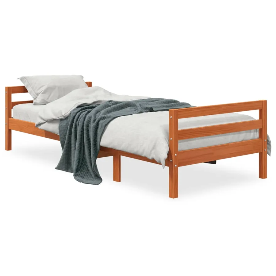 Cadre de lit sans matelas cire marron 80x200 cm bois pin massif - 2
