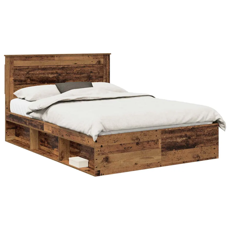 Cadre de lit Bois ancien 140 x 190 cm Pin massif - 2