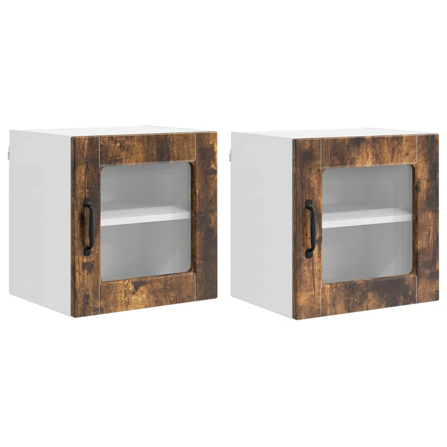 Cabinet de Verre Mural PORTO 2 pcs Chêne fumé 40 x 31 x 40 cm - 2