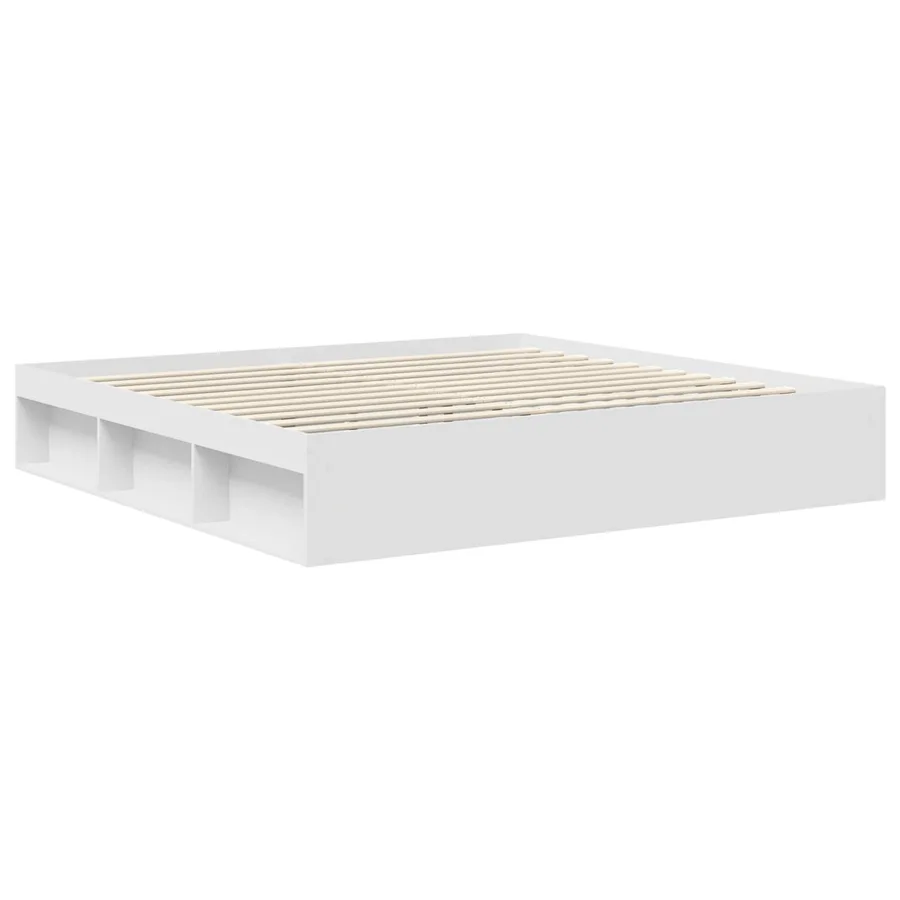 Cadre de lit avec tête de lit Blanc 200 x 200 cm Pin massif - 5