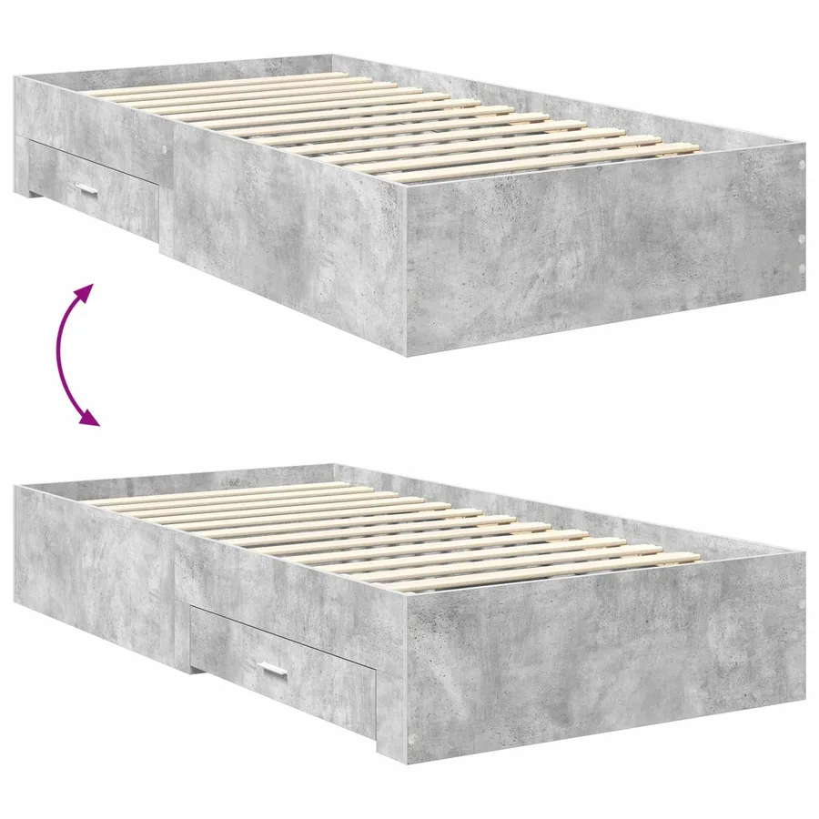 Cadre de lit Gris béton 100 x 200 cm Bois d'ingénierie - 12