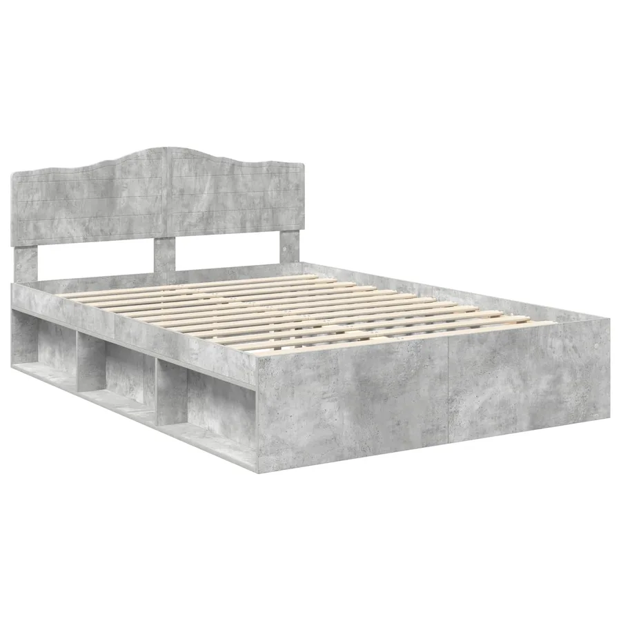 Cadre de lit Béton 160 x 200 cm Bois de pin massif - 4
