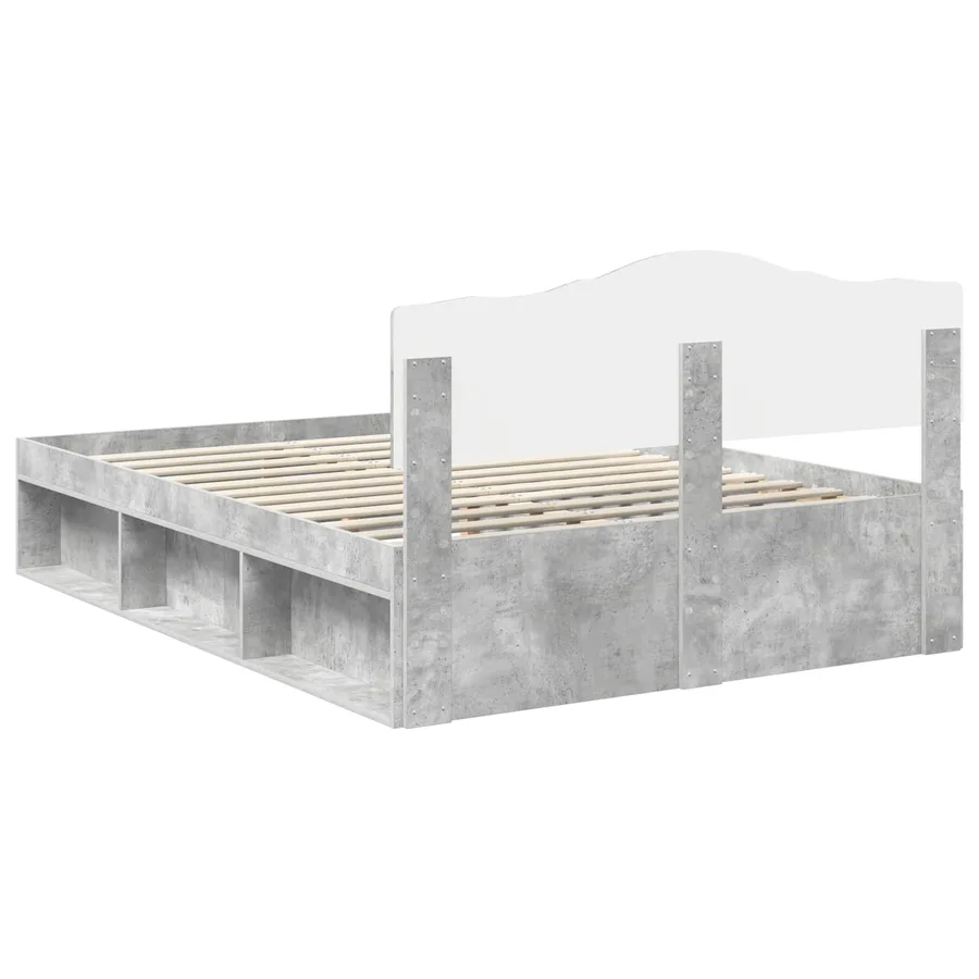 Cadre de lit Béton 160 x 200 cm Bois de pin massif - 9