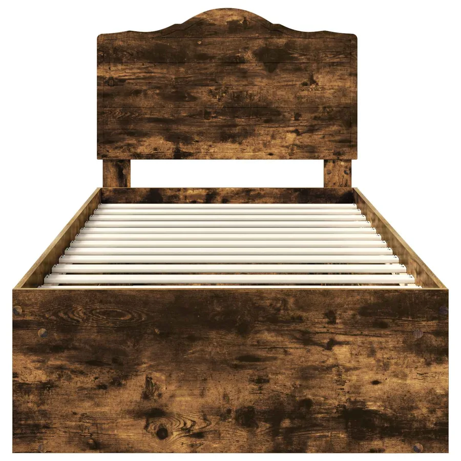 Cadre de lit avec tête de lit Chêne fumé 90 x 200 cm Pin massif - 7