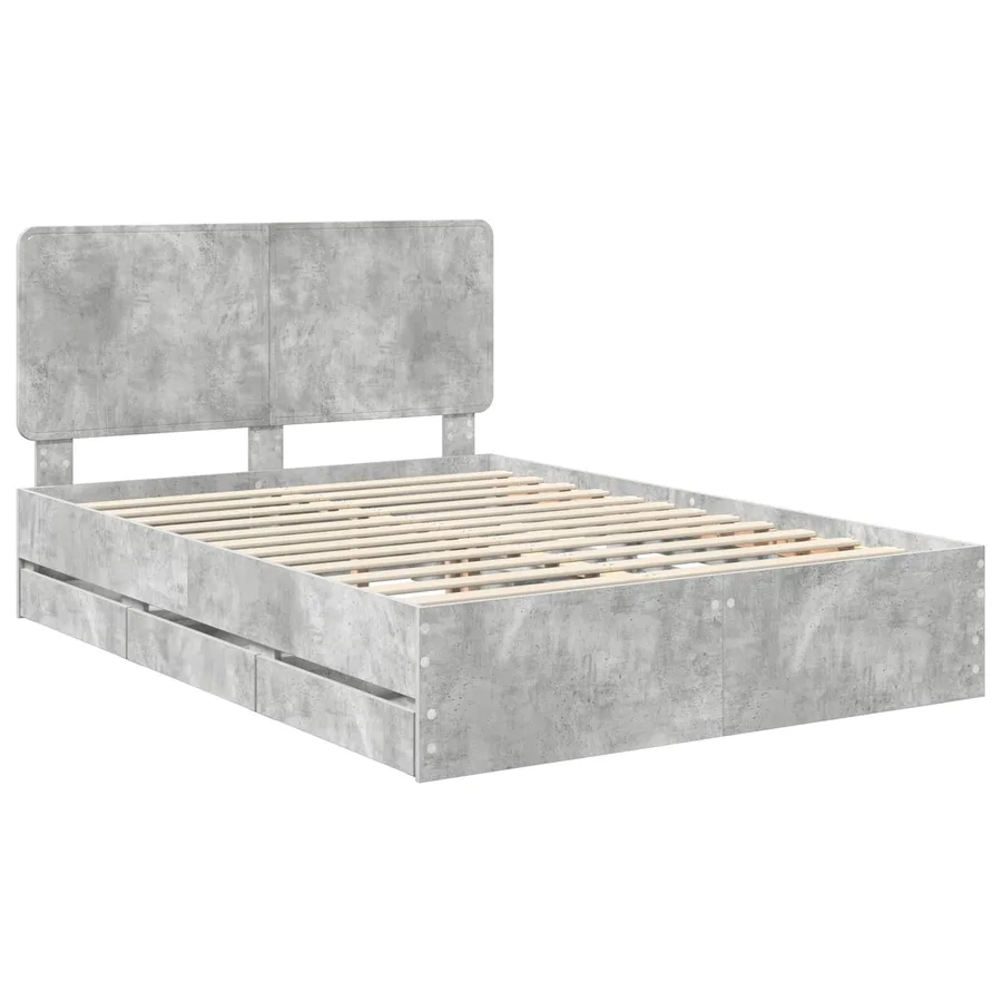 Cadre de lit Gris béton 150 x 200 cm Bois Ingénierie - 4