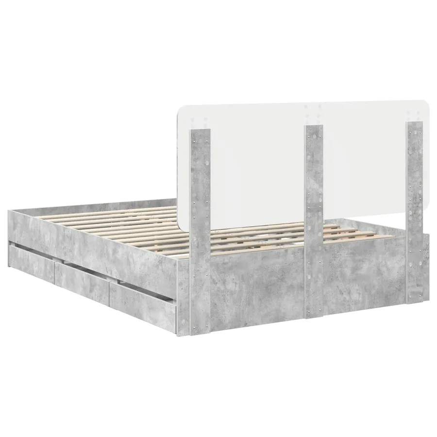 Cadre de lit Gris béton 150 x 200 cm Bois Ingénierie - 8