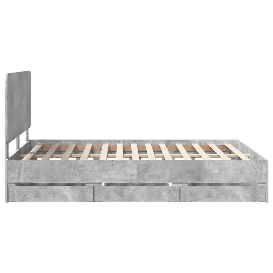 Cadre de lit Gris béton 150 x 200 cm Bois Ingénierie - 9