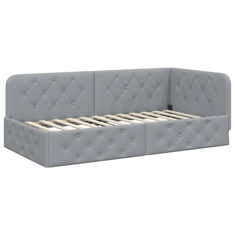 Cadre de lit d'angle Gris clair 90 x 200 cm tissu - 6