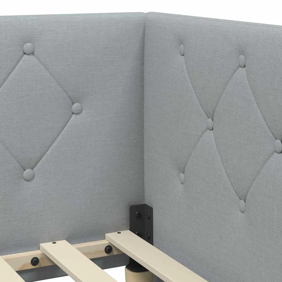 Cadre de lit d'angle Gris clair 90 x 200 cm tissu - 8