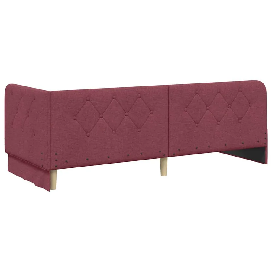 Cadre de lit d'angle Bordeaux 80 x 200 cm tissu - 9