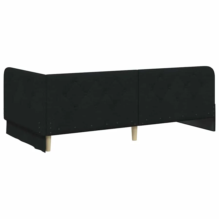 Cadre de lit d'angle Noir 90 x 200 cm tissu - 9