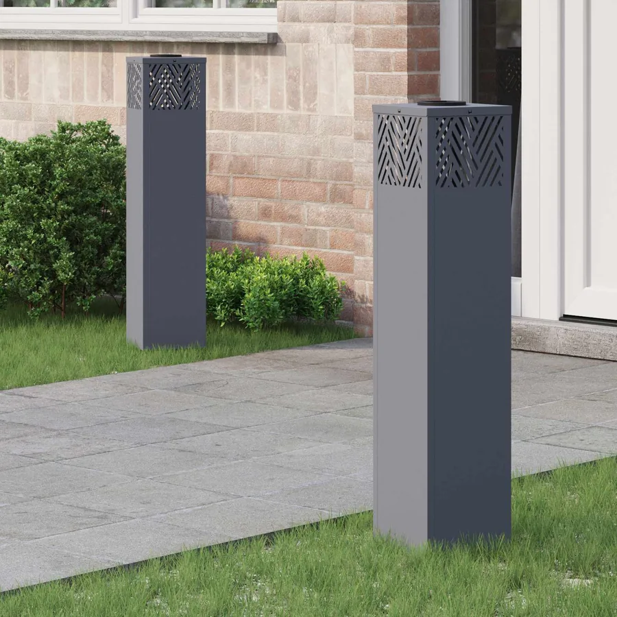 Lumière de chemin LED solaire 2 pcs Blanc chaud 18 x 18 x 80 cm