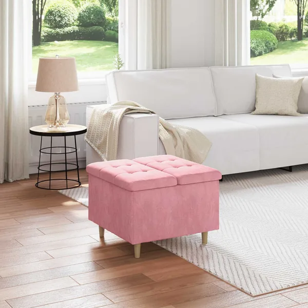 Pouf de rangement avec coussin Rose 60 x 60 x 45 cm Velours