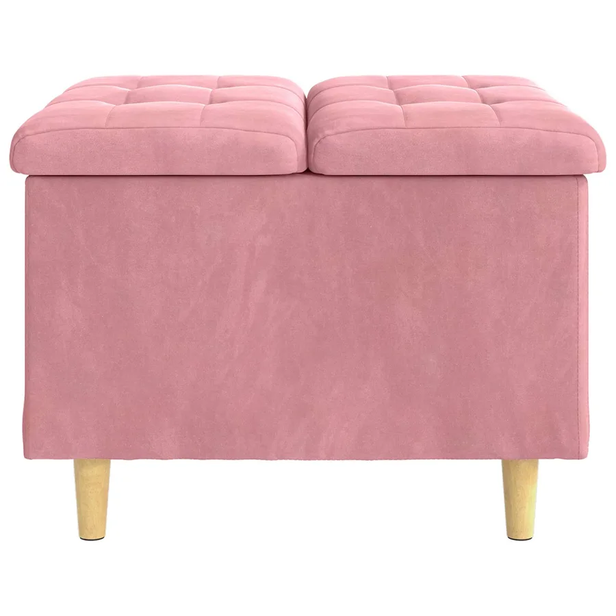 Pouf de rangement avec coussin Rose 60 x 60 x 45 cm Velours - 5