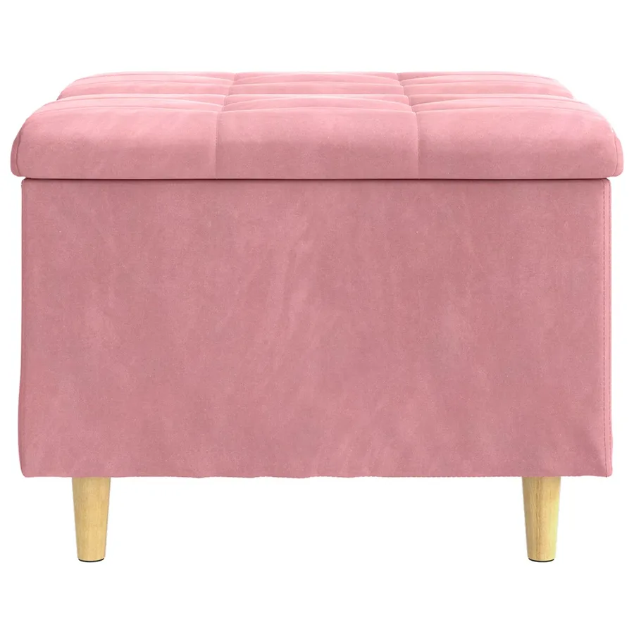 Pouf de rangement avec coussin Rose 60 x 60 x 45 cm Velours - 6
